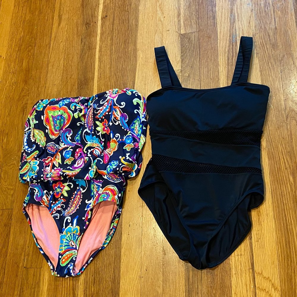 Anne Cole DKNY Swim Lot of 2 Swimsuits Size 10/12